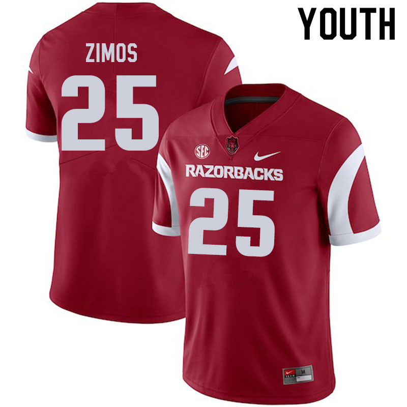 Youth #25 Zach Zimos Arkansas Razorbacks College Football Jerseys Sale-Cardinal